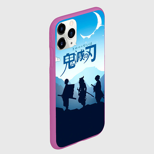 Чехол iPhone 11 Pro матовый Клинок, рассекающий демонов в горах / 3D-Фиолетовый – фото 2
