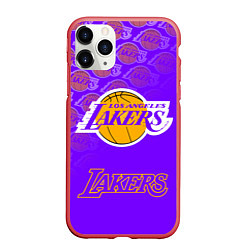 Чехол iPhone 11 Pro матовый LOS ANGELES LAKERS ЛЕЙКЕРС, цвет: 3D-красный