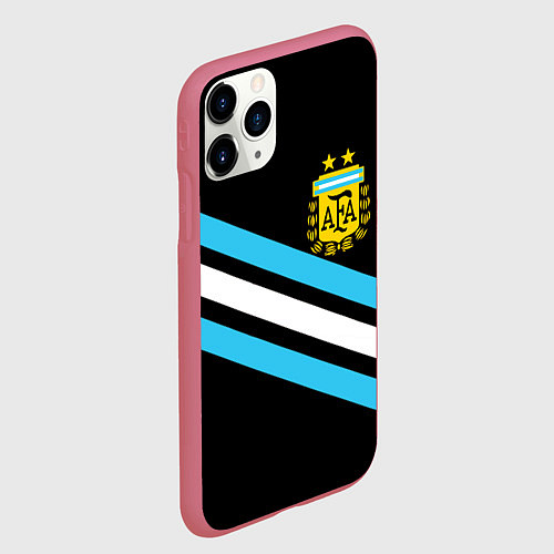 Чехол iPhone 11 Pro матовый Сборная Аргентины / 3D-Малиновый – фото 2