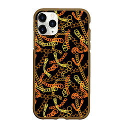 Чехол iPhone 11 Pro матовый Цветные цепи, абстракция, цвет: 3D-коричневый