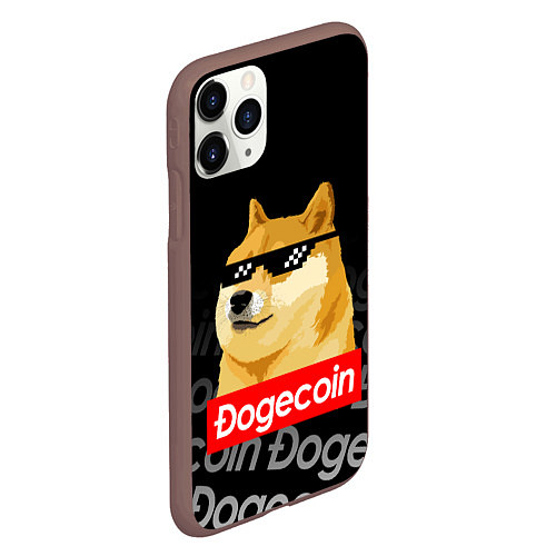 Чехол iPhone 11 Pro матовый DOGECOIN DOGE ДОГИКОИН / 3D-Коричневый – фото 2