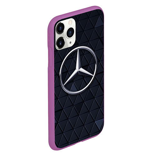 Чехол iPhone 11 Pro матовый MERCEDES BENZ 3D Geometry 3Д / 3D-Фиолетовый – фото 2