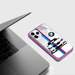 Чехол iPhone 11 Pro матовый BMW БМВ M PERFORMANCE, цвет: 3D-фиолетовый — фото 2
