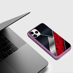 Чехол iPhone 11 Pro матовый 3D BLACK AND RED METAL, цвет: 3D-фиолетовый — фото 2