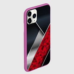 Чехол iPhone 11 Pro матовый 3D BLACK AND RED METAL, цвет: 3D-фиолетовый — фото 2