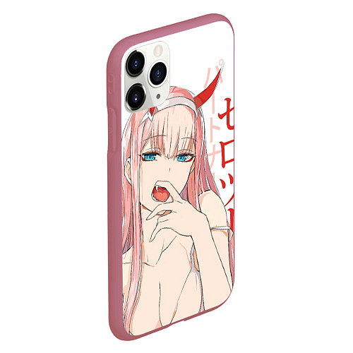 Чехол iPhone 11 Pro матовый Darling in the Franxx Zero Two / 3D-Малиновый – фото 2