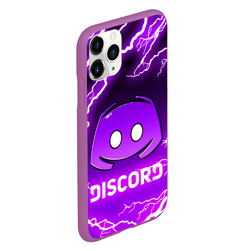 Чехол iPhone 11 Pro матовый DISCORD ДИСКОРД МОЛНИЯ / 3D-Фиолетовый – фото 2