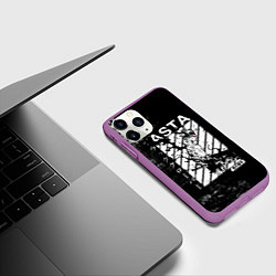 Чехол iPhone 11 Pro матовый Чёрный Аста Чёрный Клевер, цвет: 3D-фиолетовый — фото 2