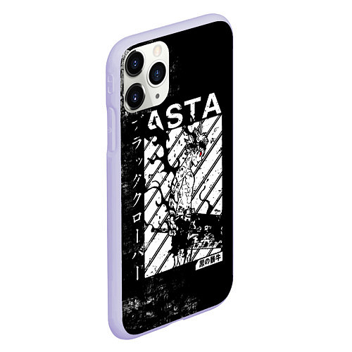 Чехол iPhone 11 Pro матовый Чёрный Аста Чёрный Клевер / 3D-Светло-сиреневый – фото 2