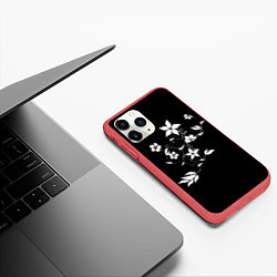 Чехол iPhone 11 Pro матовый Цвета цветов черное, цвет: 3D-красный — фото 2
