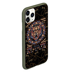 Чехол iPhone 11 Pro матовый WILD TIGER, цвет: 3D-темно-зеленый — фото 2