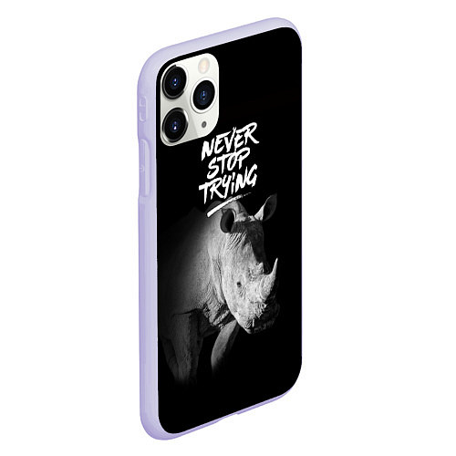 Чехол iPhone 11 Pro матовый Nnever stop trying / 3D-Светло-сиреневый – фото 2