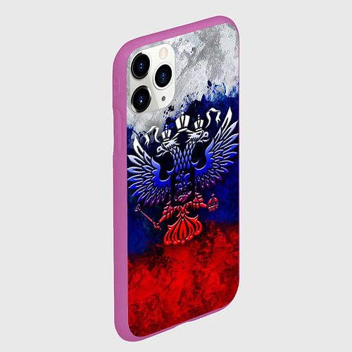 Чехол iPhone 11 Pro матовый Россия Russia Герб / 3D-Фиолетовый – фото 2