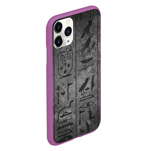 Чехол iPhone 11 Pro матовый Египетские Иероглифы 3D / 3D-Фиолетовый – фото 2