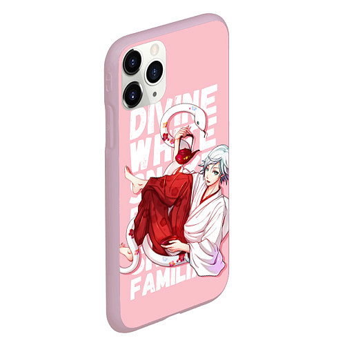 Чехол iPhone 11 Pro матовый Divine white snake / 3D-Розовый – фото 2