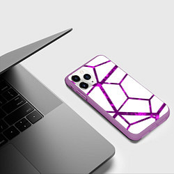 Чехол iPhone 11 Pro матовый Hexagon, цвет: 3D-фиолетовый — фото 2