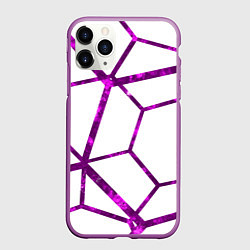 Чехол iPhone 11 Pro матовый Hexagon, цвет: 3D-фиолетовый