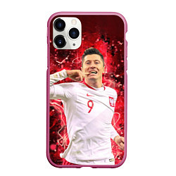 Чехол iPhone 11 Pro матовый Lewandowski Левандовски 9, цвет: 3D-малиновый