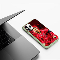 Чехол iPhone 11 Pro матовый Криштиану Роналду Португалия, цвет: 3D-салатовый — фото 2