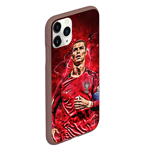 Чехол iPhone 11 Pro матовый Cristiano Ronaldo Portugal / 3D-Коричневый – фото 2