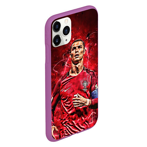 Чехол iPhone 11 Pro матовый Cristiano Ronaldo Portugal / 3D-Фиолетовый – фото 2