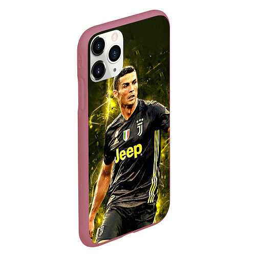 Чехол iPhone 11 Pro матовый Cristiano Ronaldo Juventus / 3D-Малиновый – фото 2