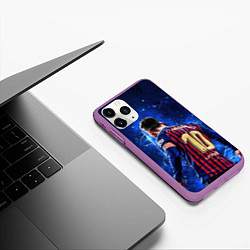 Чехол iPhone 11 Pro матовый Leo Messi Лео Месси 10, цвет: 3D-фиолетовый — фото 2