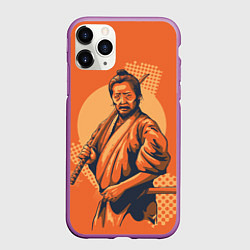 Чехол iPhone 11 Pro матовый Самурай, цвет: 3D-фиолетовый