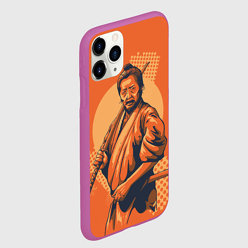 Чехол iPhone 11 Pro матовый Самурай / 3D-Фиолетовый – фото 2