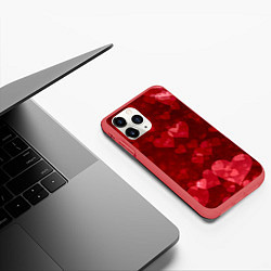 Чехол iPhone 11 Pro матовый СЕРДЕЧКИ HEARTS Z, цвет: 3D-красный — фото 2