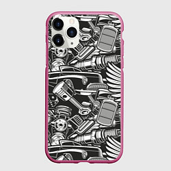 Чехол iPhone 11 Pro матовый Механика Автомобиль, цвет: 3D-малиновый