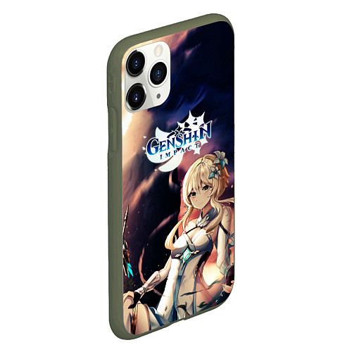 Чехол iPhone 11 Pro матовый Genshin Impact Lumine / 3D-Темно-зеленый – фото 2