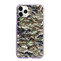 Чехол iPhone 11 Pro матовый Камуфляж для рыбака, цвет: 3D-светло-сиреневый