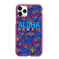 Чехол iPhone 11 Pro матовый ALOHA HAWAII АЛОХА ГАВАЙИ, цвет: 3D-малиновый