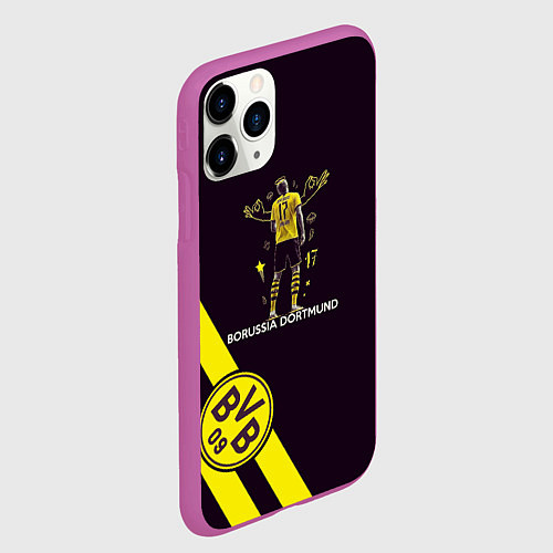 Чехол iPhone 11 Pro матовый Холанд Боруссия / 3D-Фиолетовый – фото 2