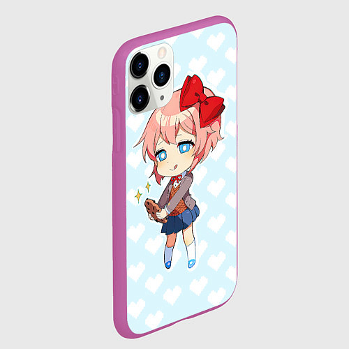 Чехол iPhone 11 Pro матовый Chibi Sayori / 3D-Фиолетовый – фото 2