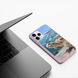 Чехол iPhone 11 Pro матовый Морская черепаха, цвет: 3D-розовый — фото 2