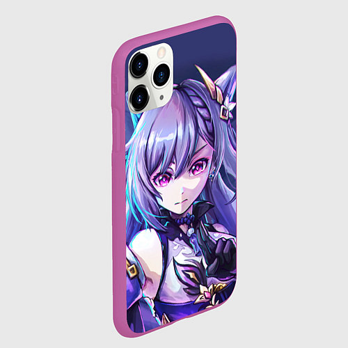 Чехол iPhone 11 Pro матовый Keqing - Genshin Impact / 3D-Фиолетовый – фото 2