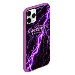 Чехол iPhone 11 Pro матовый GENSHIN IMPACT МОЛНИЯ НЕОН, цвет: 3D-фиолетовый — фото 2