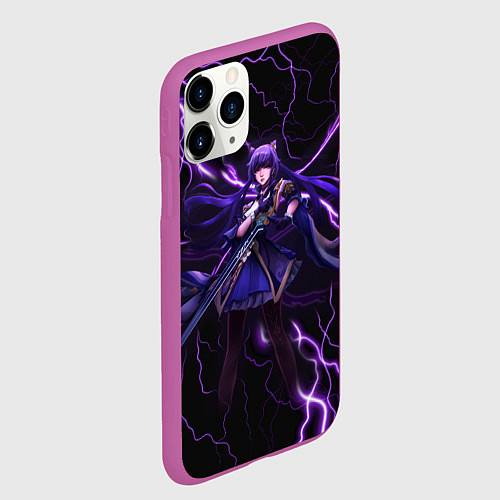 Чехол iPhone 11 Pro матовый Keqing Genshin Impact Молния / 3D-Фиолетовый – фото 2