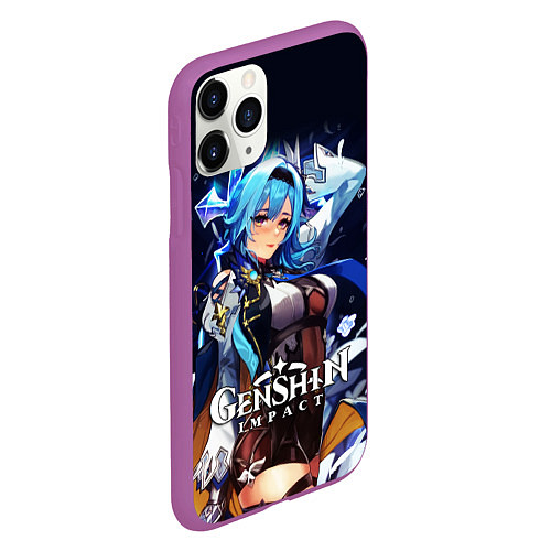 Чехол iPhone 11 Pro матовый Eula Genshin Impact / 3D-Фиолетовый – фото 2