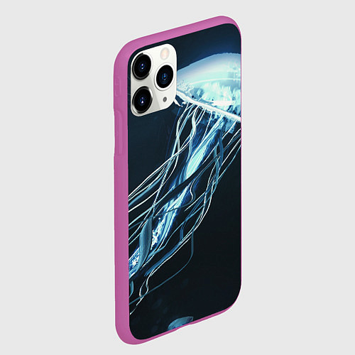 Чехол iPhone 11 Pro матовый Рисунок медуза / 3D-Фиолетовый – фото 2
