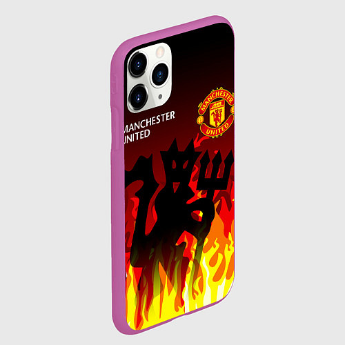 Чехол iPhone 11 Pro матовый MANCHESTER UNITED ДЬЯВОЛ / 3D-Фиолетовый – фото 2