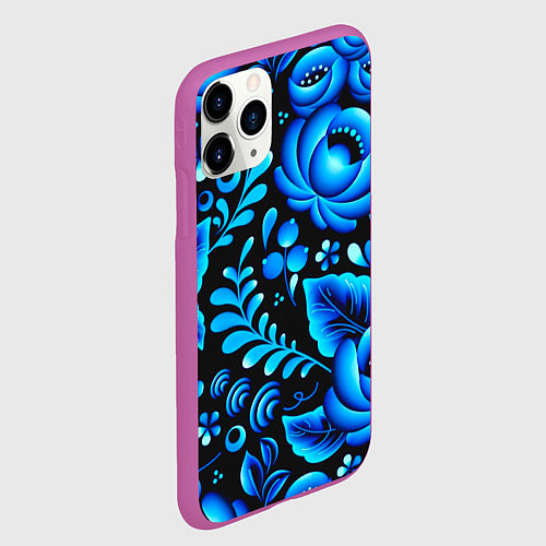 Чехол iPhone 11 Pro матовый Гжель / 3D-Фиолетовый – фото 2