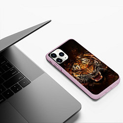 Чехол iPhone 11 Pro матовый ЯРОСТЬ ТИГРА, цвет: 3D-розовый — фото 2