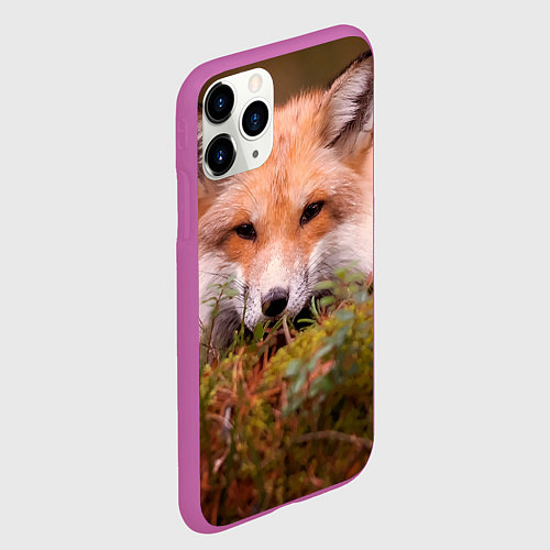 Чехол iPhone 11 Pro матовый Лисица в засаде / 3D-Фиолетовый – фото 2