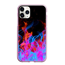 Чехол iPhone 11 Pro матовый ТРИ ОГНЯ FIRE СИНИЙ ОГОНЬ, цвет: 3D-розовый