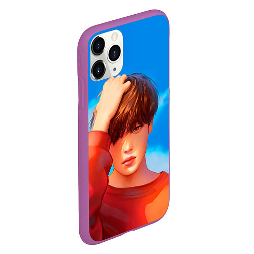 Чехол iPhone 11 Pro матовый Park Jimin Art / 3D-Фиолетовый – фото 2