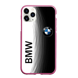 Чехол iPhone 11 Pro матовый Black and White BMW, цвет: 3D-малиновый