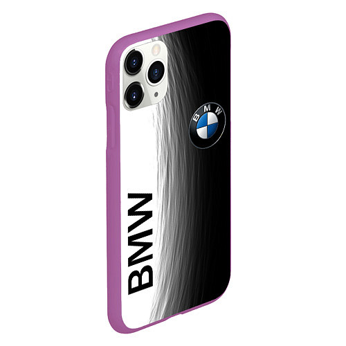 Чехол iPhone 11 Pro матовый Black and White BMW / 3D-Фиолетовый – фото 2